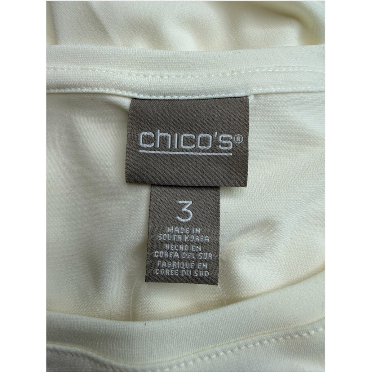 Chico’s NWT Ecru Lily Scoop 3 Quarter Sleeve Basic Knit Size XL