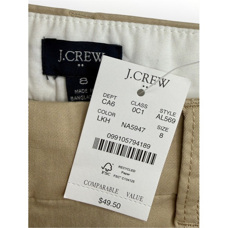 J. Crew NWT Khaki 9” Bermuda Shorts Size 8