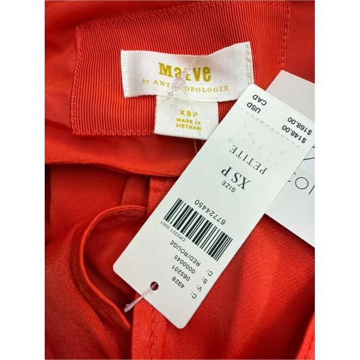 Maeve NWT Red Satin Open Back Midi Wrap Dress Size XSP