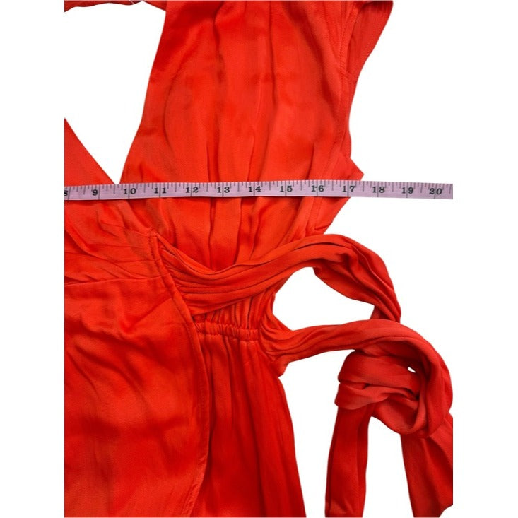 Maeve NWT Red Satin Open Back Midi Wrap Dress Size XSP