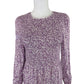 Lost + Wander Purple Floral Smocked Long Sleeve Dress With Lace Trim Size Small