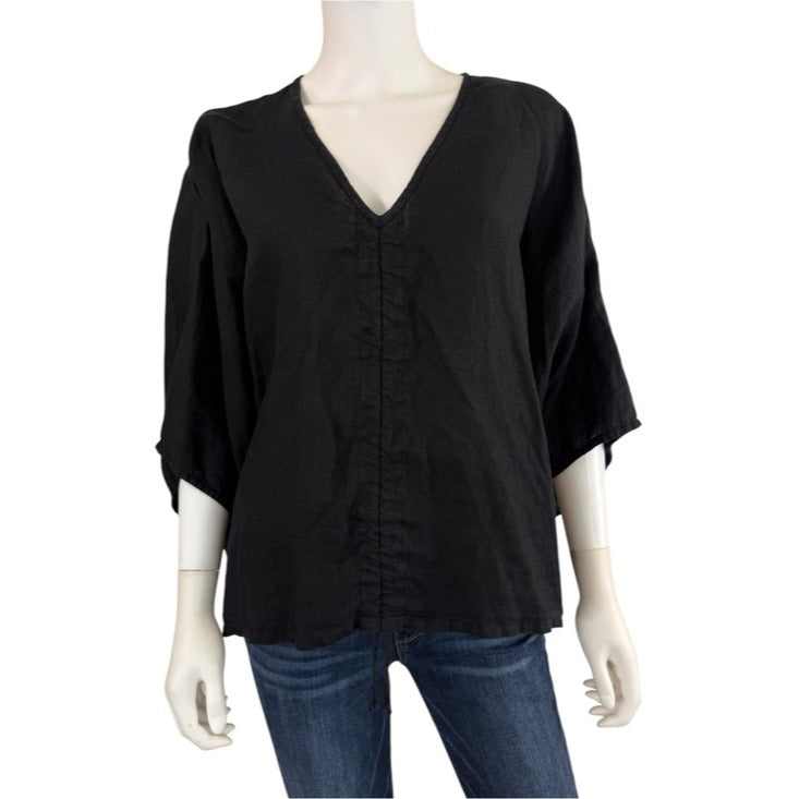 BRYN Walker Black 100% Linen Top Size XL
