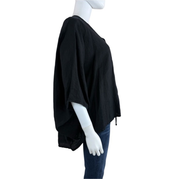 BRYN Walker Black 100% Linen Top Size XL