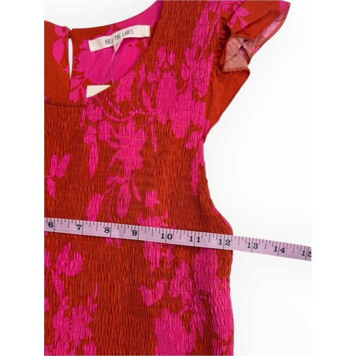 Abel the Label Pink Floral Print Angelica Tiered Maxi Dress Size XS