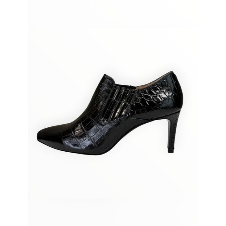 INEZ NWOT Black Marisol 70 Croco Embossed Leather Bootie Size 7.5