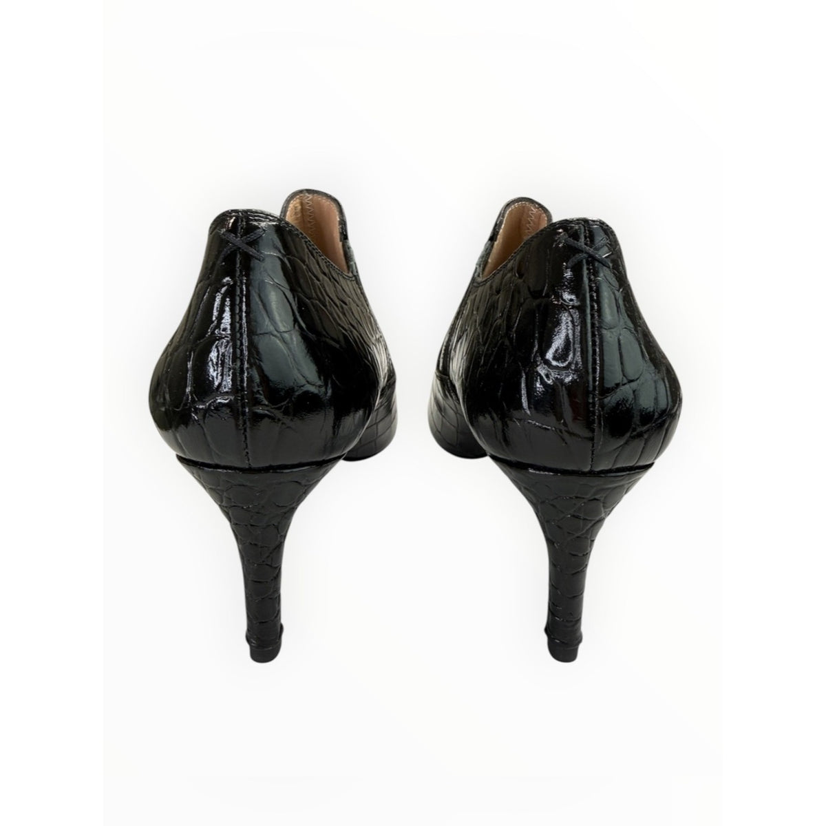INEZ NWOT Black Marisol 70 Croco Embossed Leather Bootie Size 7.5