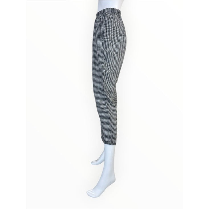 Eileen Fisher NWT Black Gingham Check Organic Cotton Pants Size M