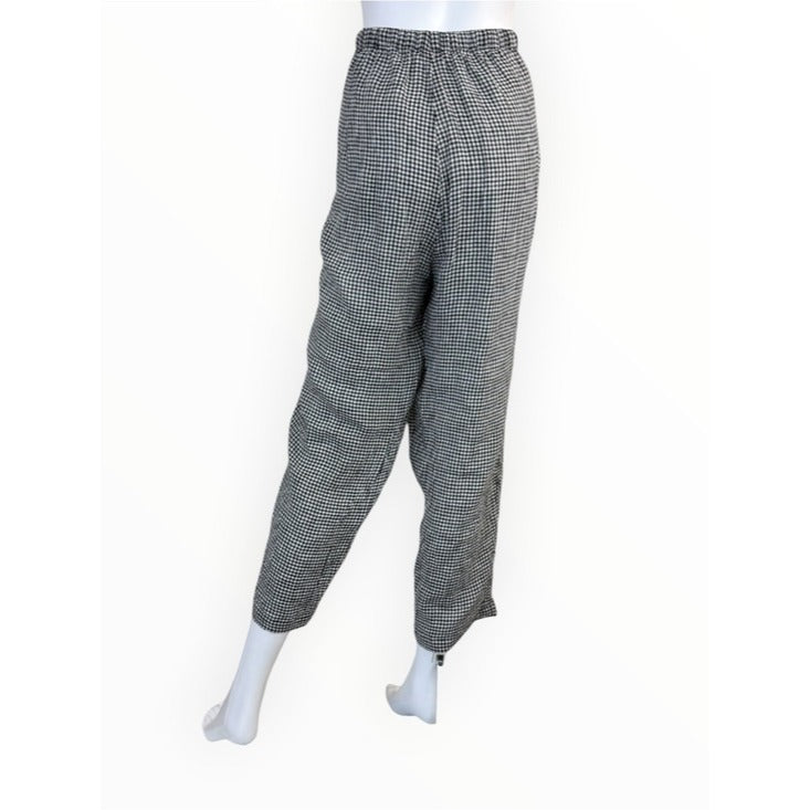 Eileen Fisher NWT Black Gingham Check Organic Cotton Pants Size M