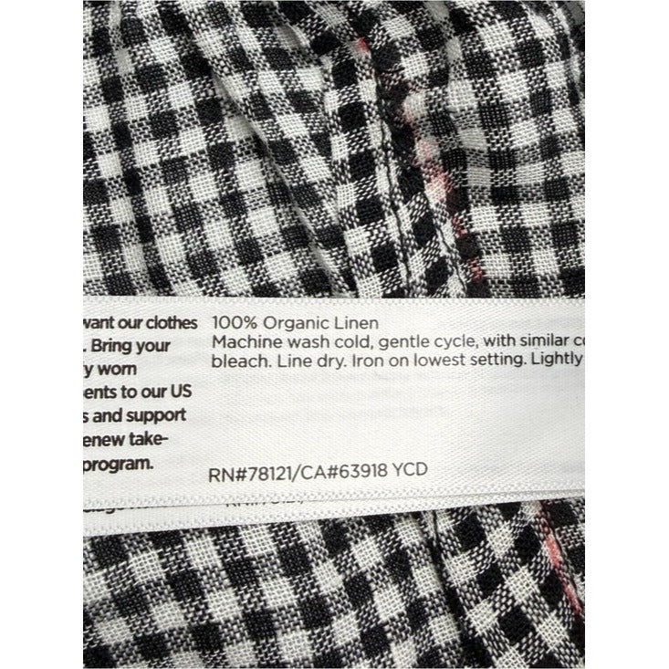 Eileen Fisher NWT Black Gingham Check Organic Cotton Pants Size M