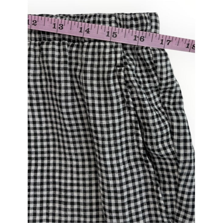 Eileen Fisher NWT Black Gingham Check Organic Cotton Pants Size M