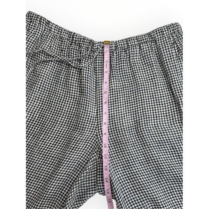 Eileen Fisher NWT Black Gingham Check Organic Cotton Pants Size M