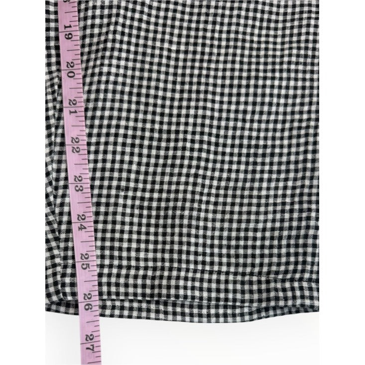 Eileen Fisher NWT Black Gingham Check Organic Cotton Pants Size M