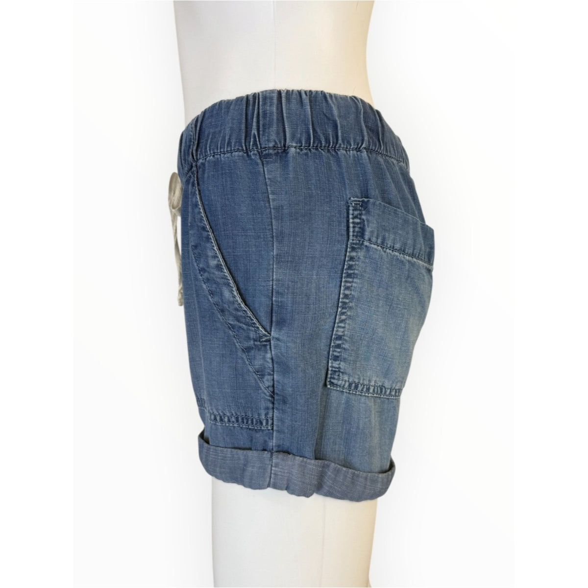 Bella Dahl Blue Chambray Pull-on Shorts Size XS