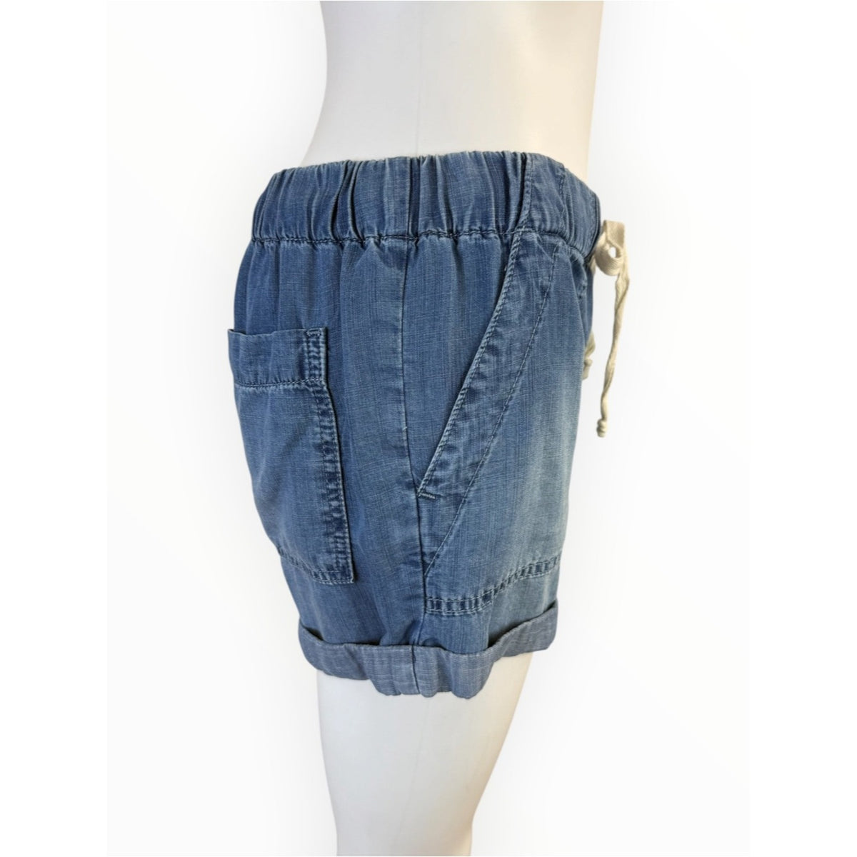 Bella Dahl Blue Chambray Pull-on Shorts Size XS