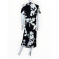 DKNY NWT Black Floral Side-Twist Short-Sleeve Midi Dress Size 12