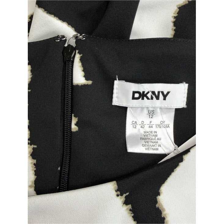 DKNY NWT Black Floral Side-Twist Short-Sleeve Midi Dress Size 12