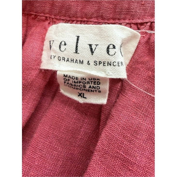 Velvet by Graham & Spencer Red 100% Linen Top Size XL