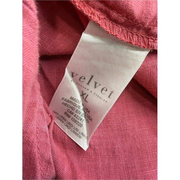 Velvet by Graham & Spencer Red 100% Linen Top Size XL