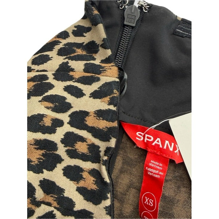 SPANX NWT Brown Leopard Print Strapless Robe Midi Bustier Dress Size XS