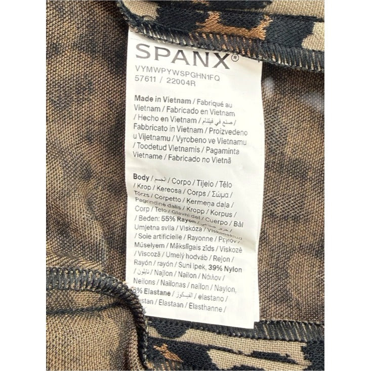 SPANX NWT Brown Leopard Print Strapless Robe Midi Bustier Dress Size XS