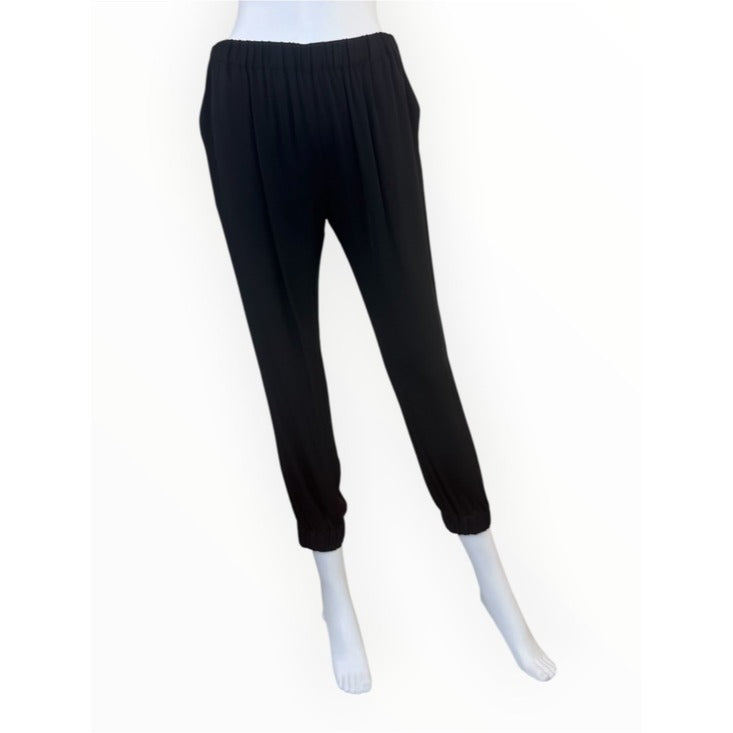 MILLY Black 100% Silk Cropped Joggers Size S