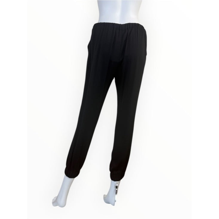 MILLY Black 100% Silk Cropped Joggers Size S