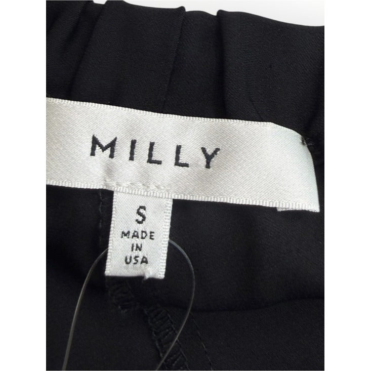 MILLY Black 100% Silk Cropped Joggers Size S
