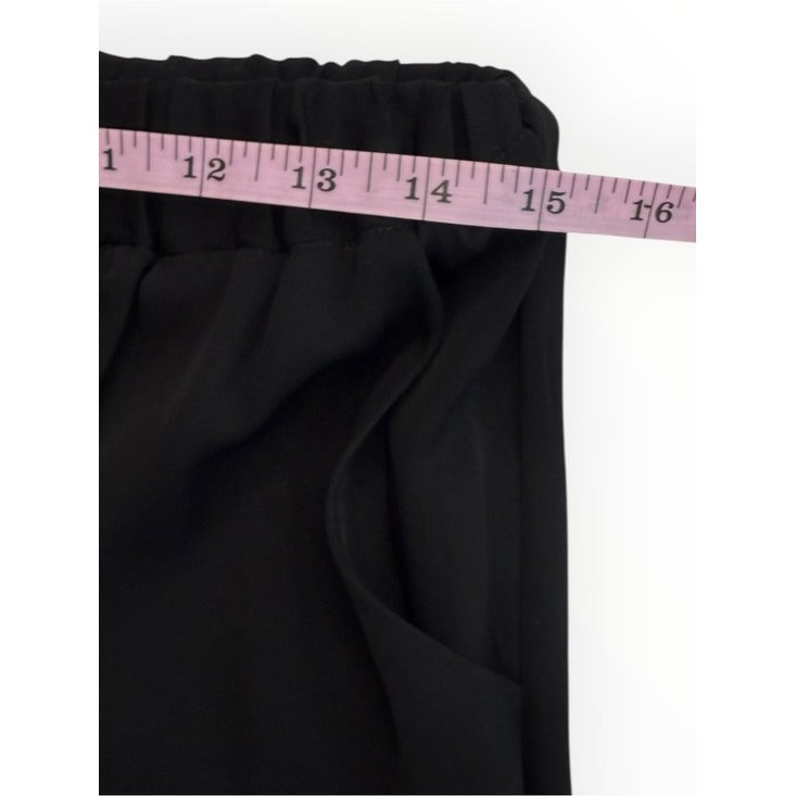 MILLY Black 100% Silk Cropped Joggers Size S