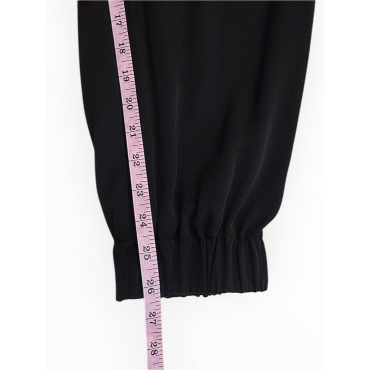 MILLY Black 100% Silk Cropped Joggers Size S