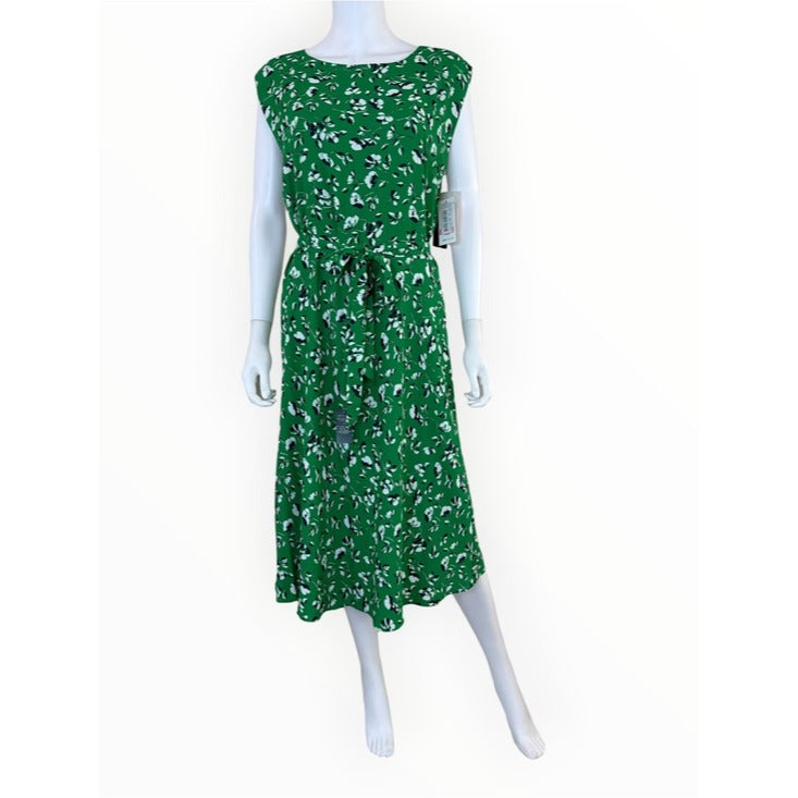 LRL NWT Green Floral Print Midi Dress Size 10