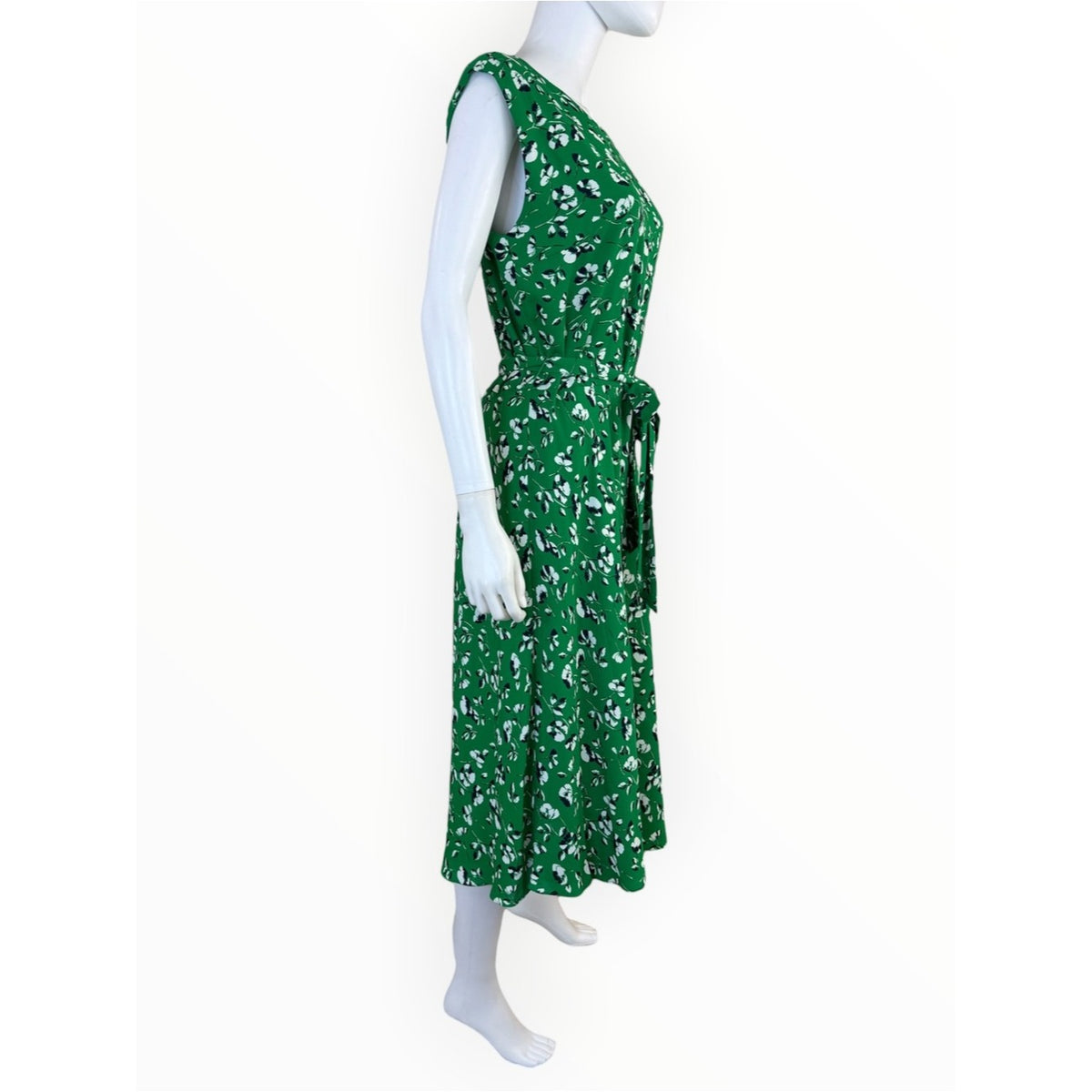 LRL NWT Green Floral Print Midi Dress Size 10