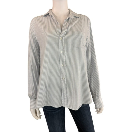 Frank & Eileen Blue Striped Flannel Button-down Size S
