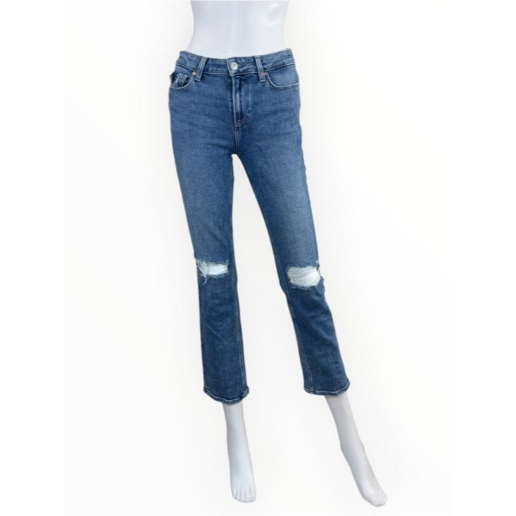 PAIGE Blue Distressed Amber Fit Jeans Size 27
