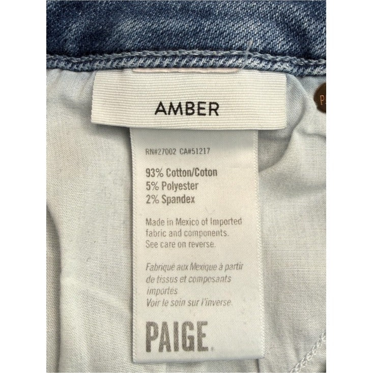 PAIGE Blue Distressed Amber Fit Jeans Size 27