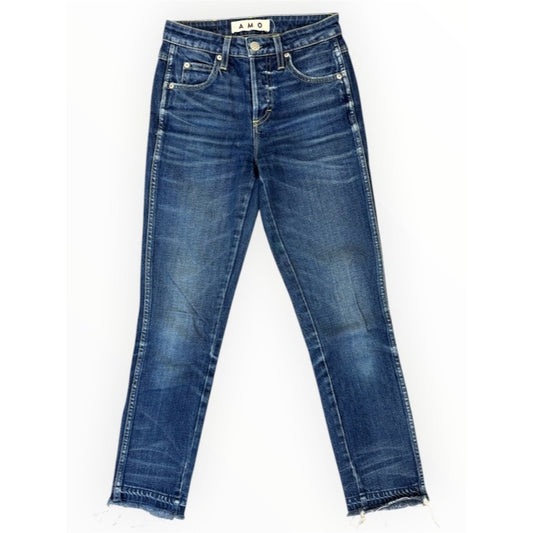 AMO Blue "Babe" High-Rise Slim Straight / Crop Jeans Size 25