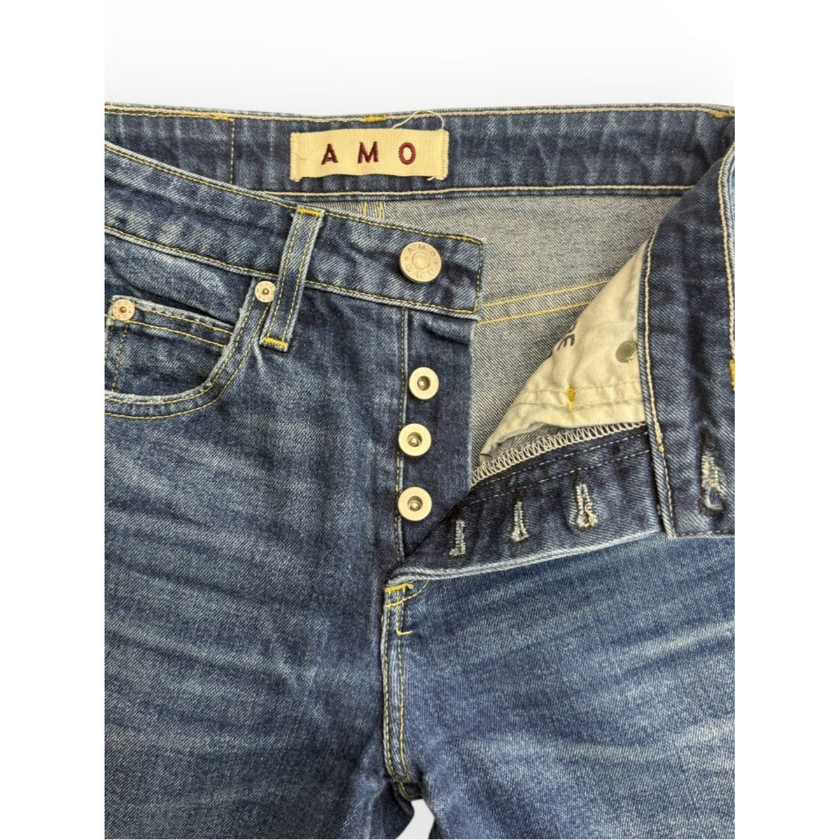 AMO Blue "Babe" High-Rise Slim Straight / Crop Jeans Size 25