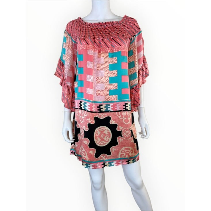 Voom by Joy Han 100% Silk Print Mini Dress Size S