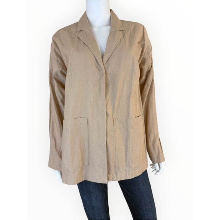Eileen Fisher NWT Tan Organic Cotton Blend Oversized Blazer Jacket Size M