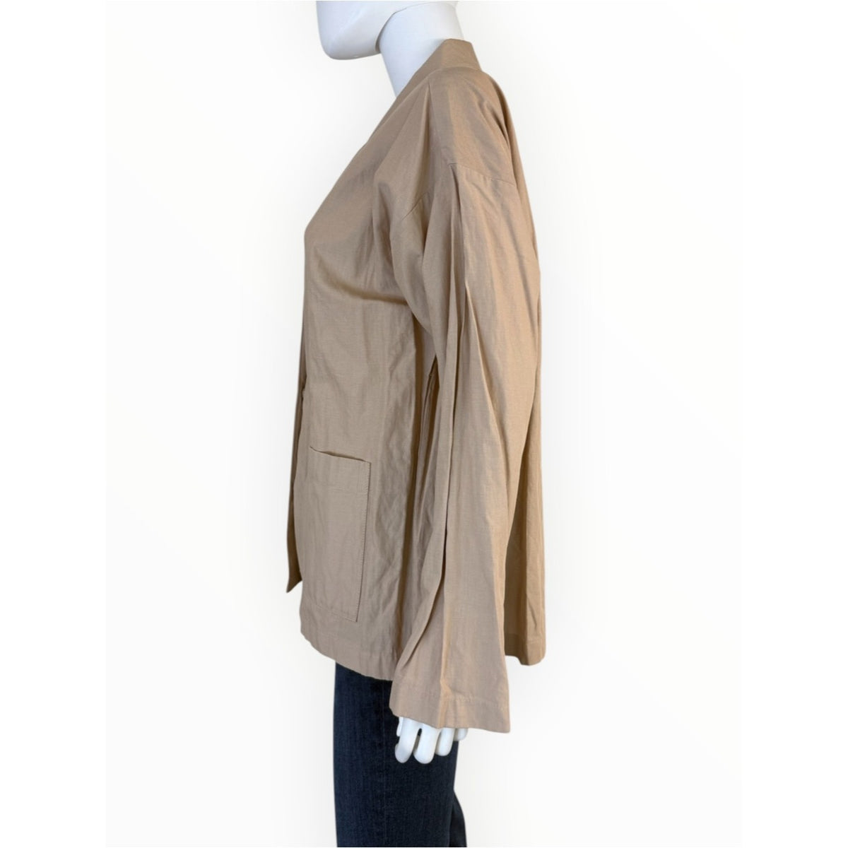 Eileen Fisher NWT Tan Organic Cotton Blend Oversized Blazer Jacket Size M
