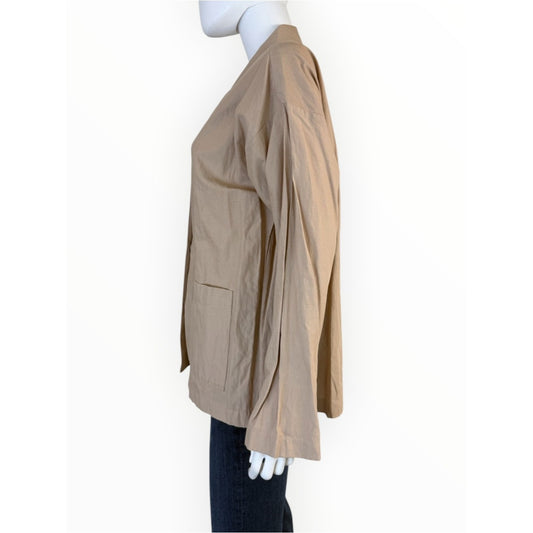 Eileen Fisher NWT Tan Organic Cotton Blend Oversized Blazer Jacket Size M