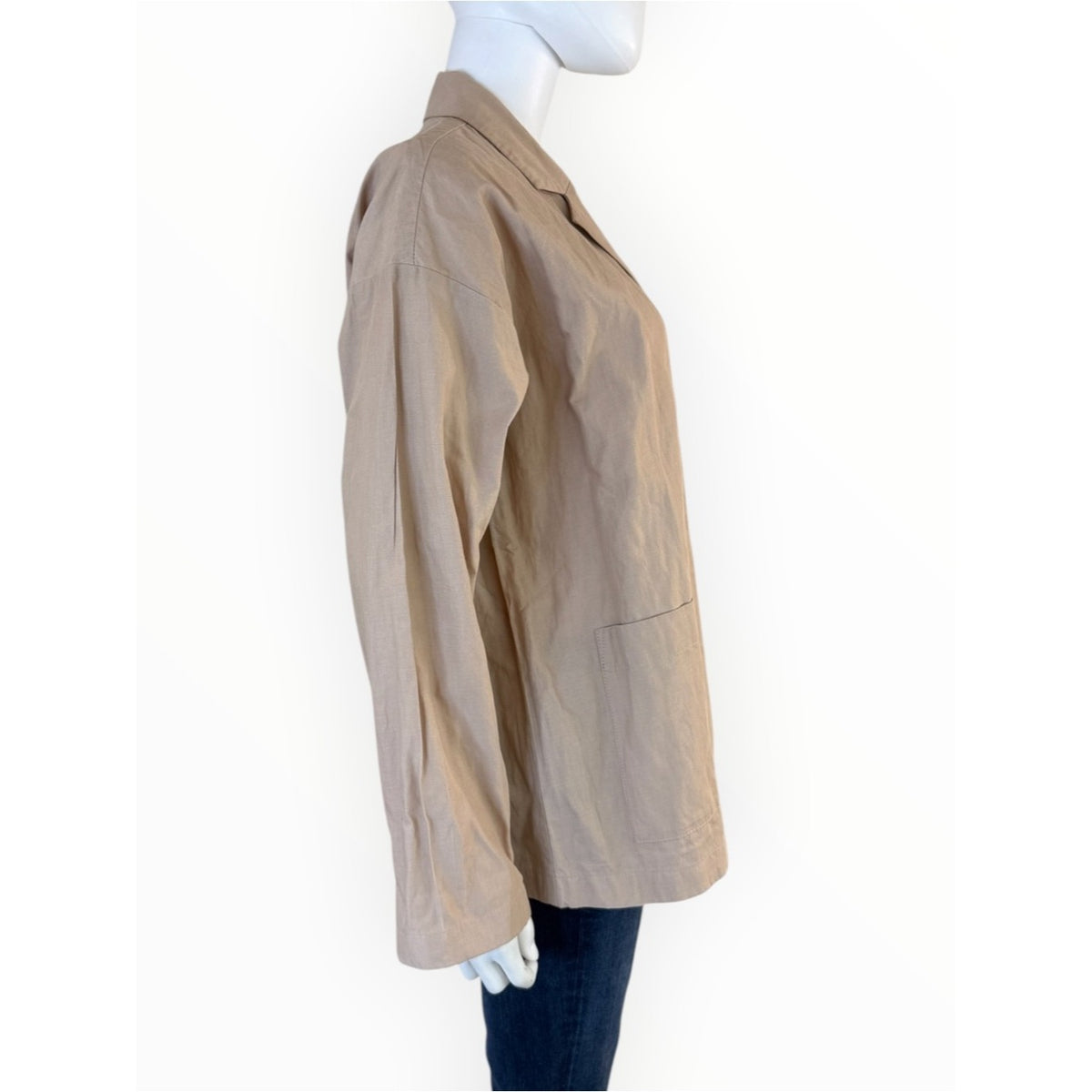 Eileen Fisher NWT Tan Organic Cotton Blend Oversized Blazer Jacket Size M