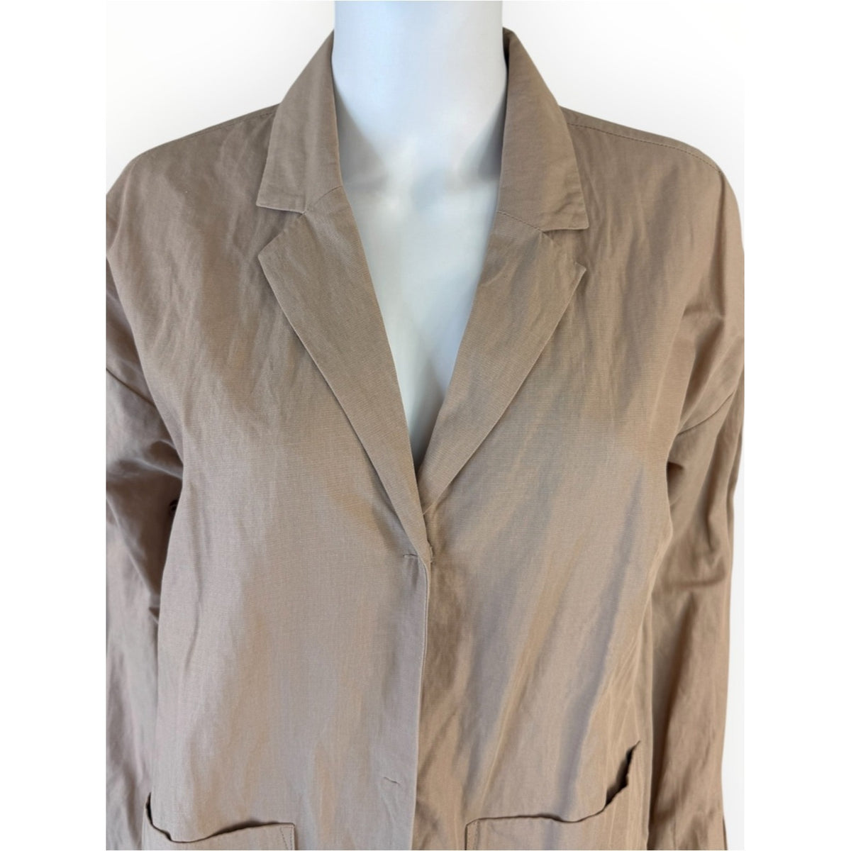 Eileen Fisher NWT Tan Organic Cotton Blend Oversized Blazer Jacket Size M