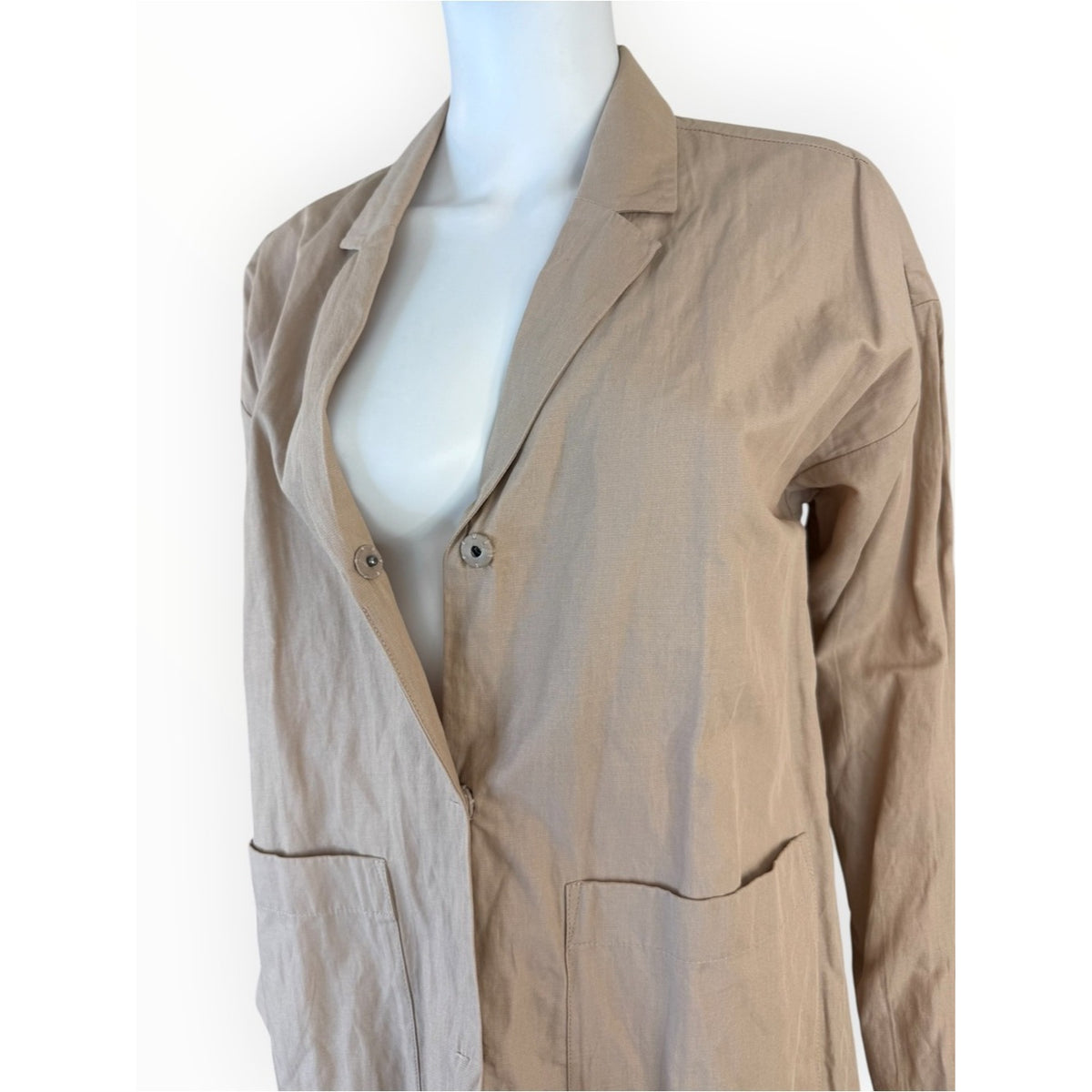 Eileen Fisher NWT Tan Organic Cotton Blend Oversized Blazer Jacket Size M