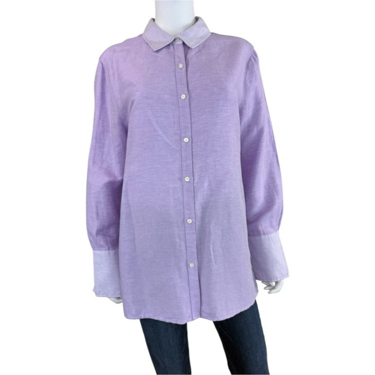 J. Jill Lavender Linen Blend Button-down Shirt Size XL