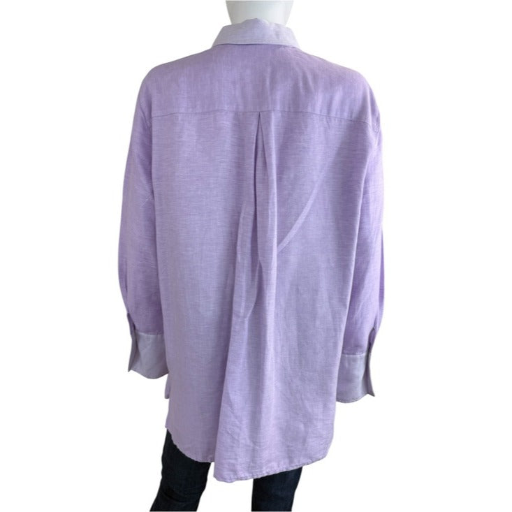J. Jill Lavender Linen Blend Button-down Shirt Size XL