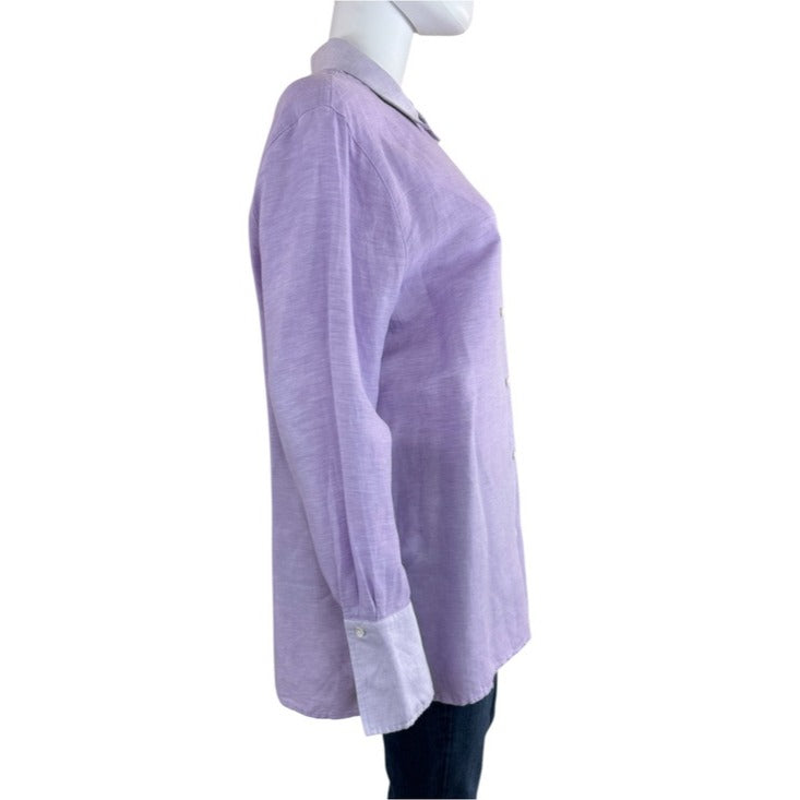 J. Jill Lavender Linen Blend Button-down Shirt Size XL