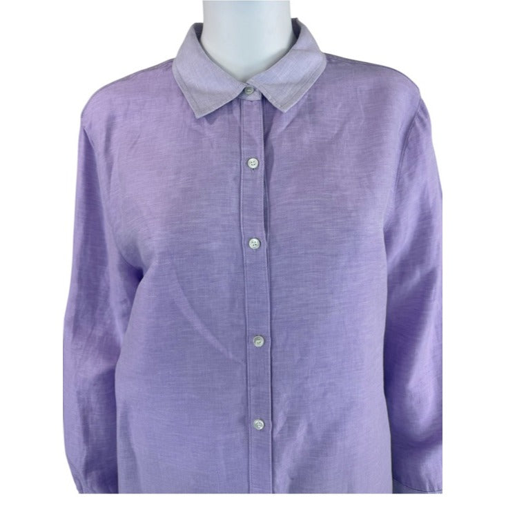 J. Jill Lavender Linen Blend Button-down Shirt Size XL