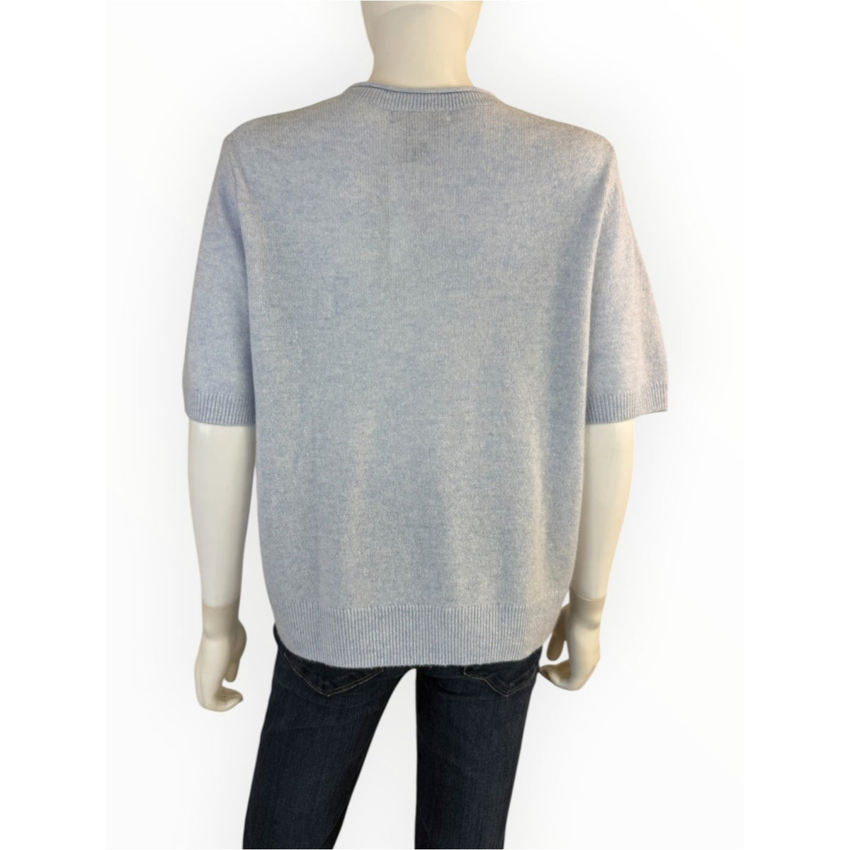 Banana Republic NWT Blue 100% Cashmere Short-Sleeve Sweater Size XL