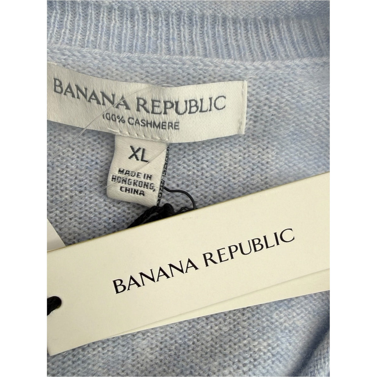 Banana Republic NWT Blue 100% Cashmere Short-Sleeve Sweater Size XL