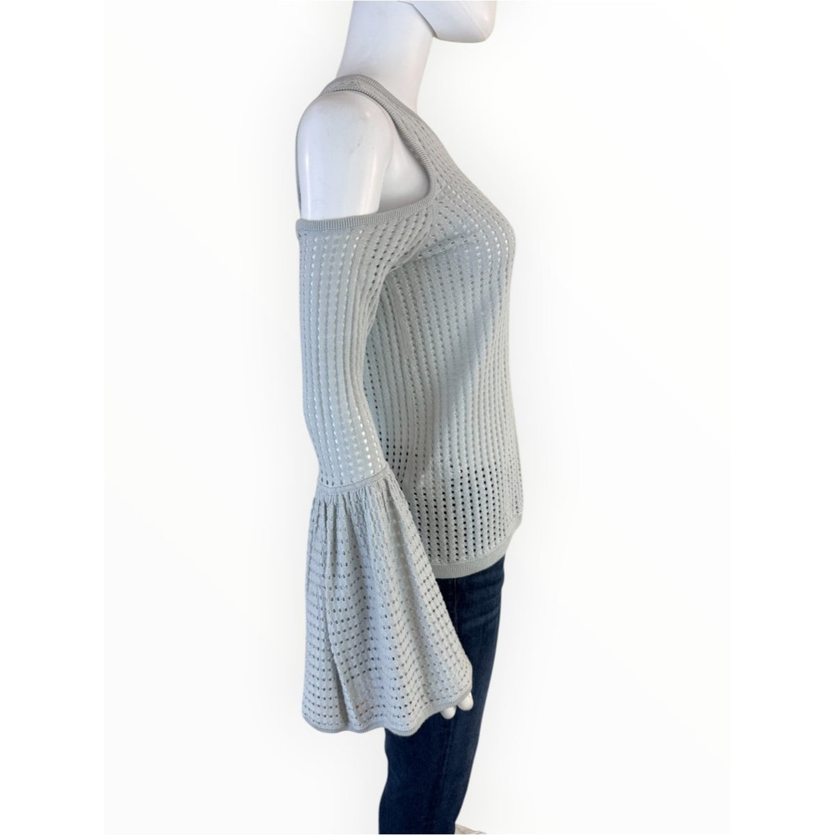 BCBGMAXAZRIA Gray "Lucia" Cold-Shoulder Sweater Size S